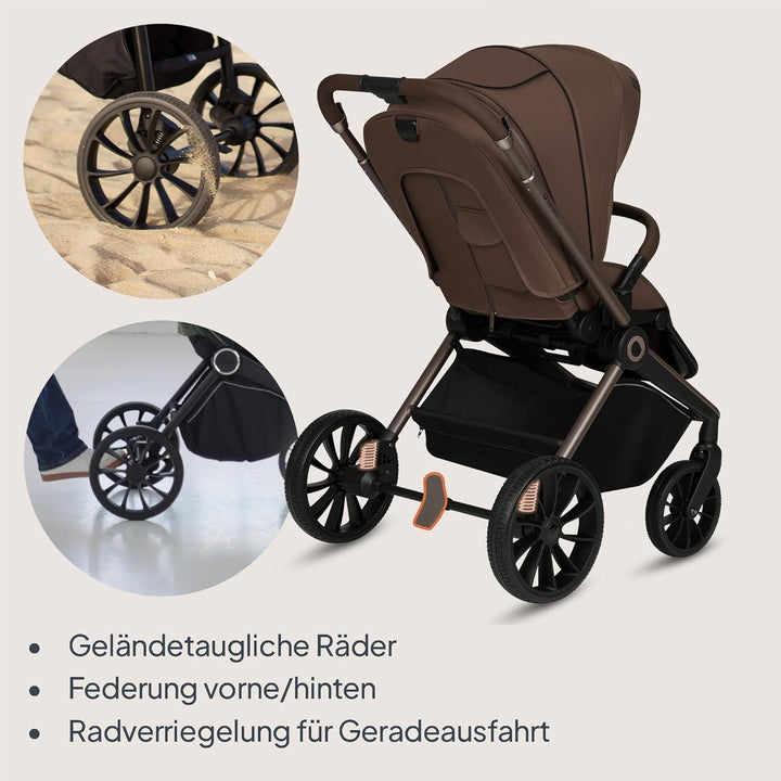 Lionelo MIKA PLUS Kinderwagen 6-48 Monate bis 22 kg, Verstellbare Rückenlehne und Fussstütze, Federu