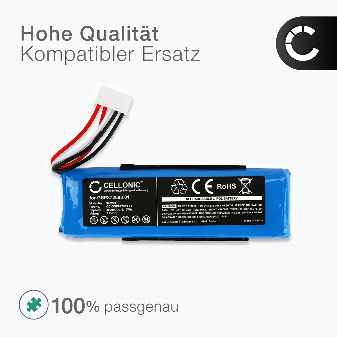 CELLONIC 1x Akku für Lautsprecher Kompatibel mit JBL Flip 4, Flip 4 Special Edition, GSP872693 01 -