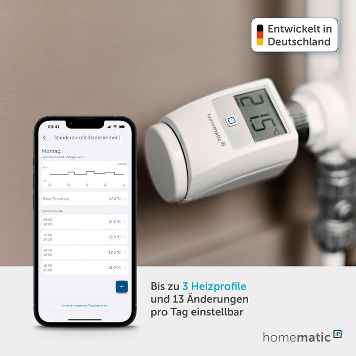 Homematic IP Access Point 2 + 2X Heizkörperthermostat, Smart Home, digitaler Thermostat Heizung, Ste