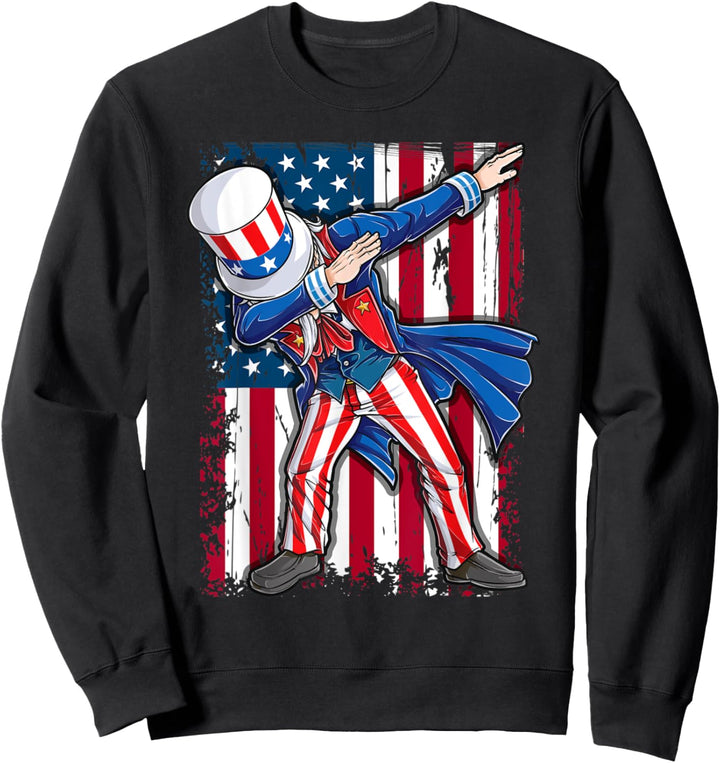 Tupfen Uncle Sam 4. Juli Patriotisch Rot Weiss Blau Sweatshirt
