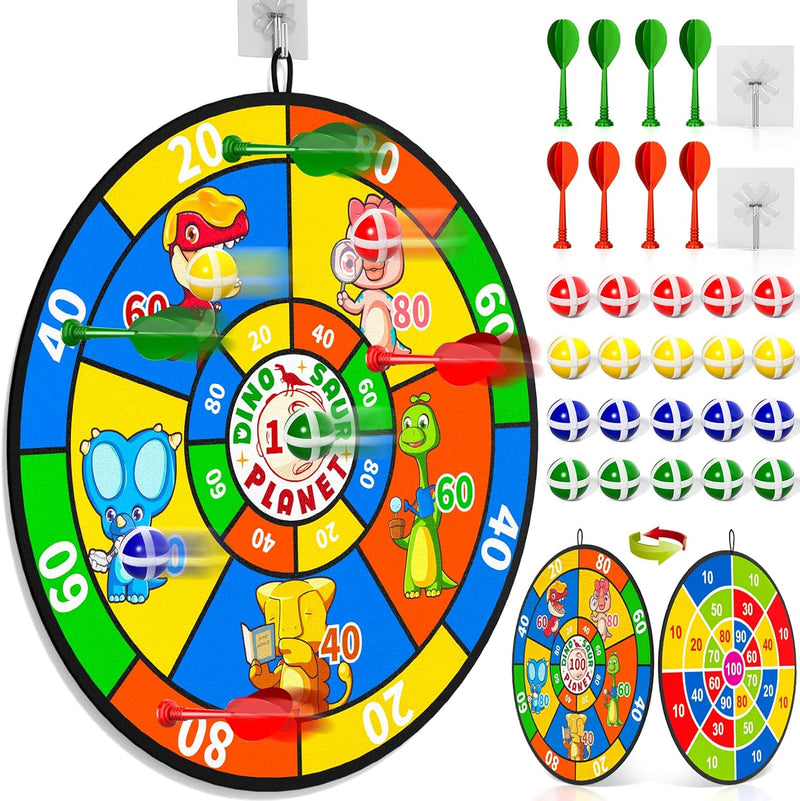 Doloowee 29 Zoll Dartscheibe Kinder 74cm, Kinder Spielzeug Doppelseitige Dartscheibe mit 20 klettbal