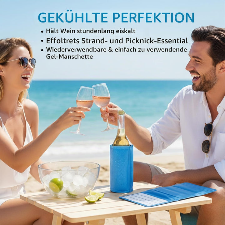 Ice Wine Sleeve Cooler - Universal Gel Cooled Bottle Holder for Red, White &amp; Champagne, Freestanding