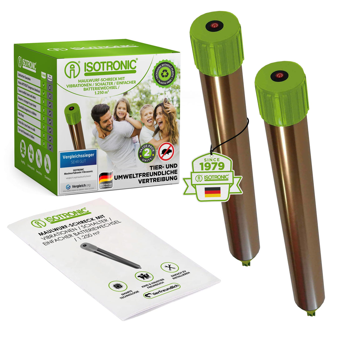 ISOTRONIC Maulwurfabwehr Vibrasonic mit ON/Off Schalter NEU mit Vibrationsmotor batteriebetrieben Wü