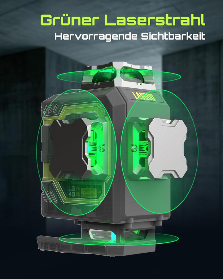 LasGoo LG-4D 16 Grünstrahl 4x360° Laser, selbstnivellierend mit horizontalem und vertikalem Layout,