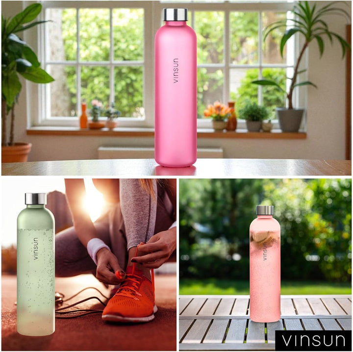 VINSUN Trinkflasche 650ml, 1000ml, 1500ml - auslaufsicher, Kohlensäure geeignet, BPA frei, Tritan -