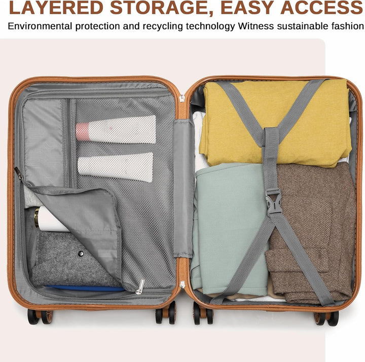 KONO Gepäck-Sets Kofferset 3 Teilig Handgepäck Koffer und Gross Koffer mit Beautycase (54cm+72cm+Kos