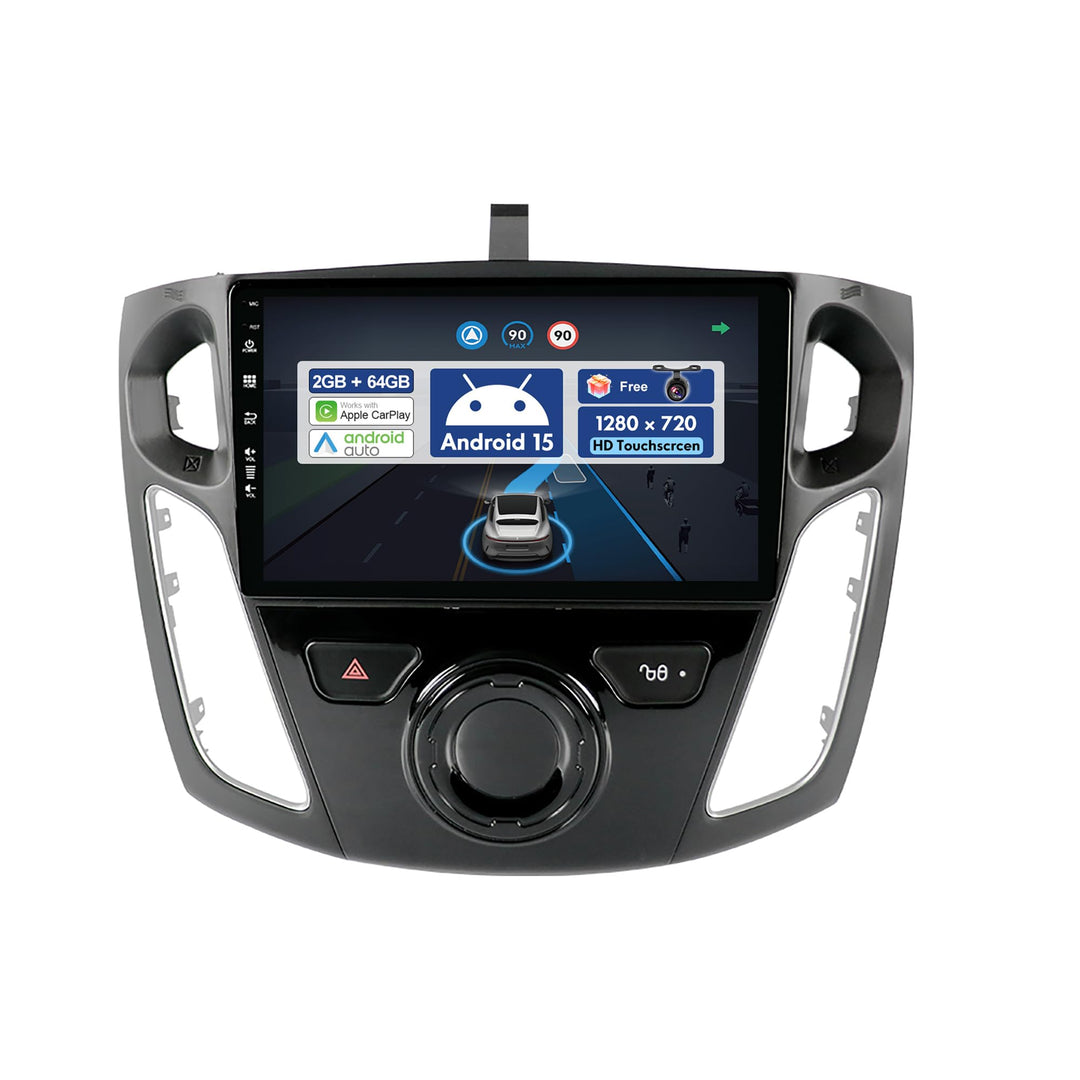 9 Zoll Autoradio für Ford Focus (2012-2017) GPS Navigation - Wireless CarPlay Android Auto - Rückfah
