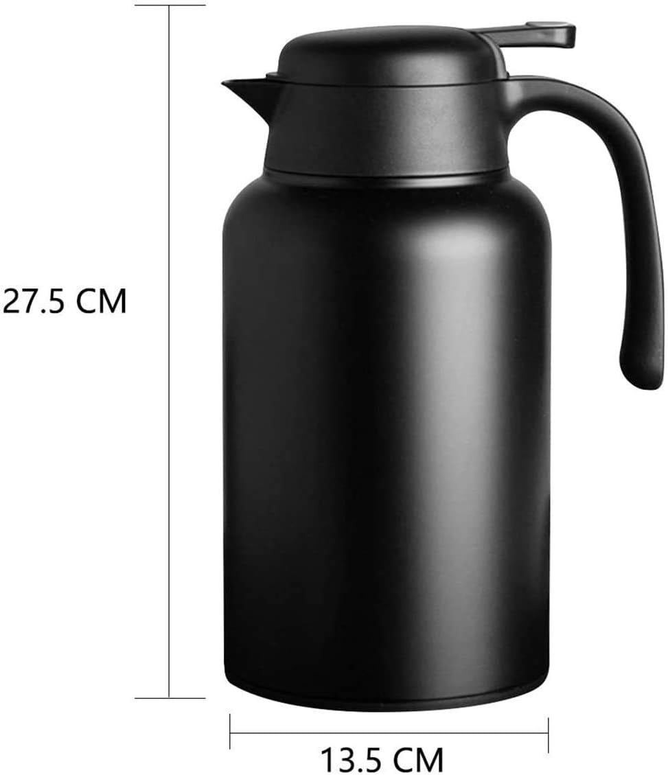 Luvan Thermoskanne, 2 l, Thermokaraffe aus Edelstahl, Warmhaltefunktion, kalt, 24 Stunden (schwarz),