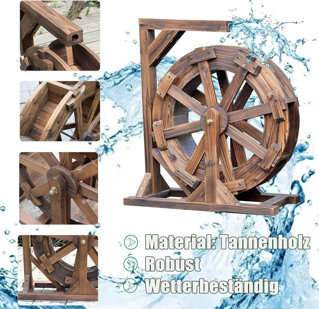 Holz Wasserrad Wasserspiel Springbrunnen Garten-Deko,Wassermühle Gartendekoration Wasserbrunnen Frei