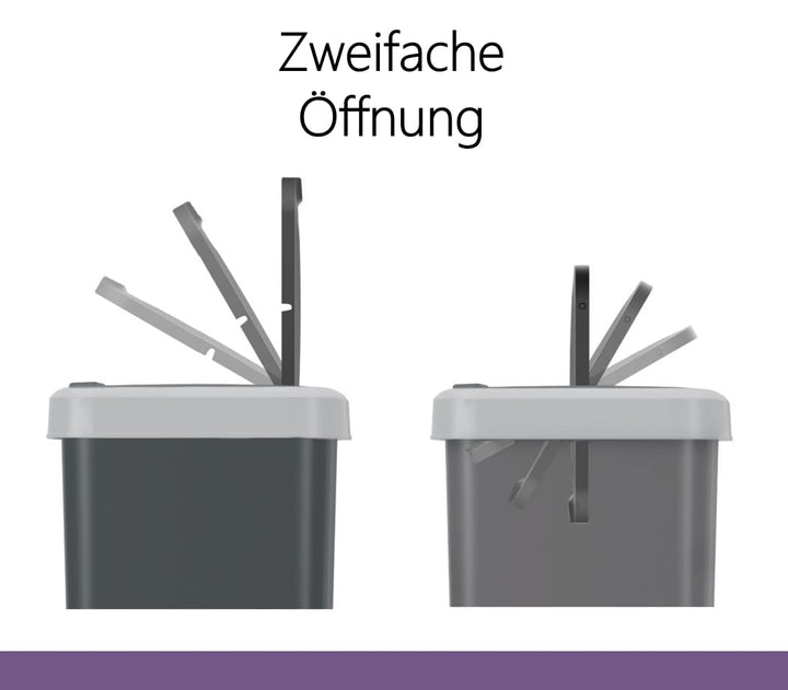Plana FLIP BIN Mülltonne - mit Öffnung in 2 richtungen - Mülleimer Küche - Abfalleimer Küche mit Dec