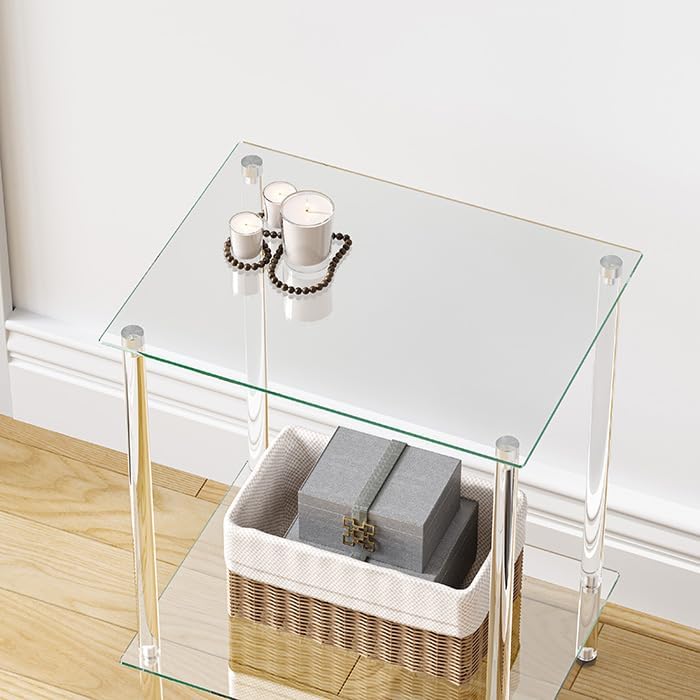 Kleiner Beistelltisch Glas 2er Set ET008TR Transparent 2er set, Transparent 2er set