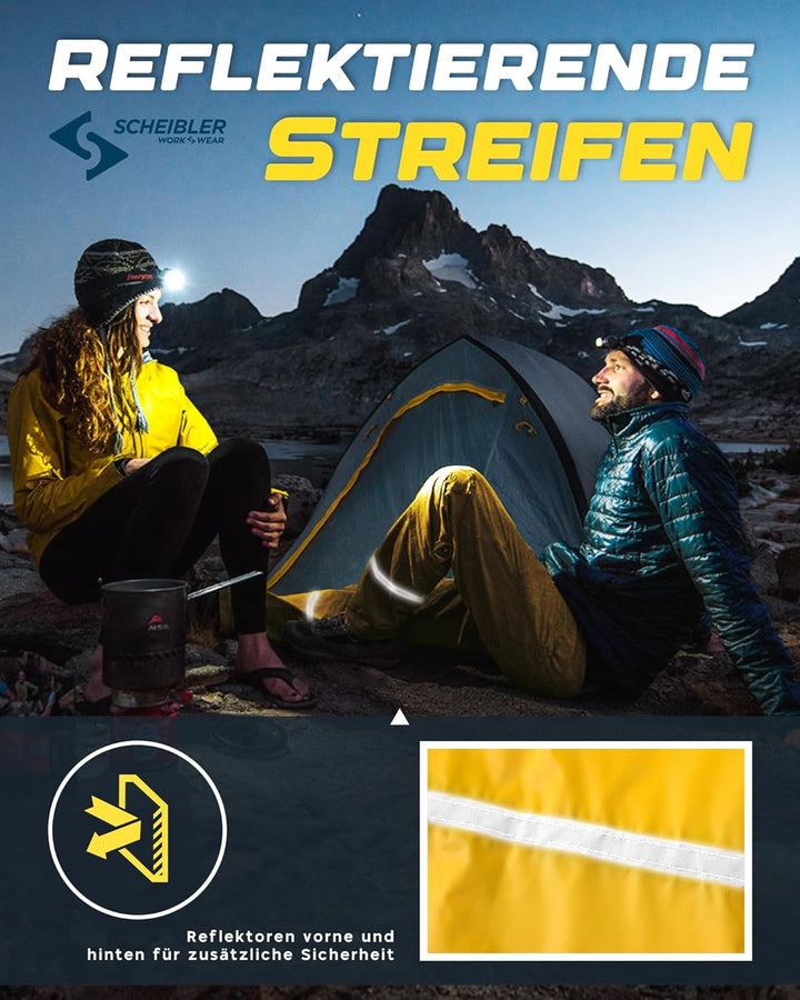 Scheibler Workwear – Basic Regenhose Herren – Outdoor Hose mit Gummizug & Reflektoren – Wind- & wass