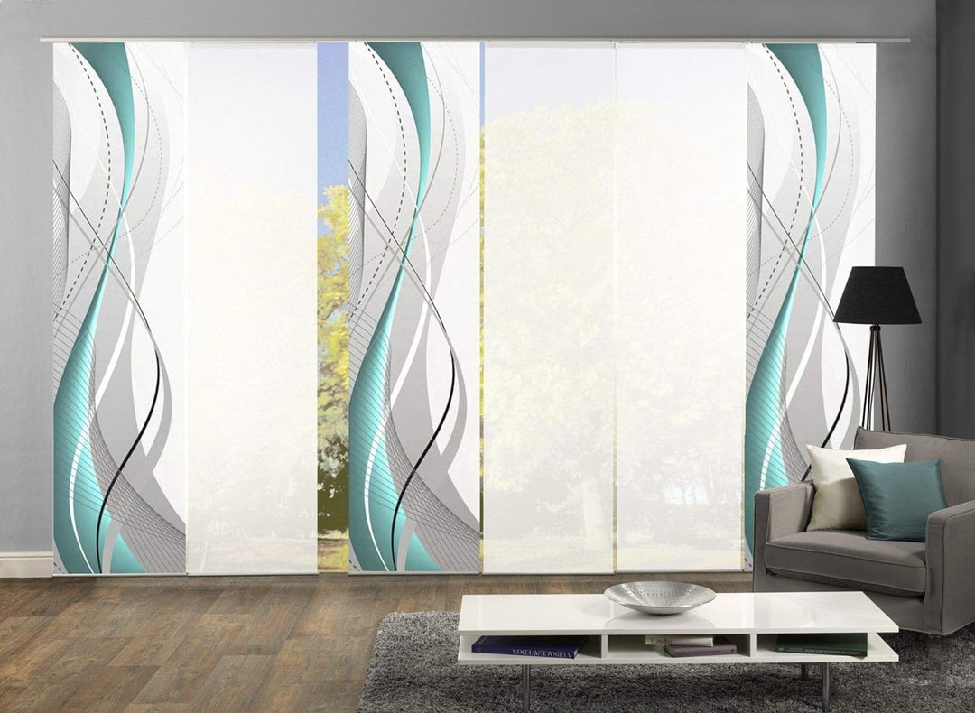 wohnfuehlidee 6er-Set Flächenvorhang, Deko Blickdicht, WuXi, Höhe 245 cm, 3X Dessin / 2X Uni Blickdi