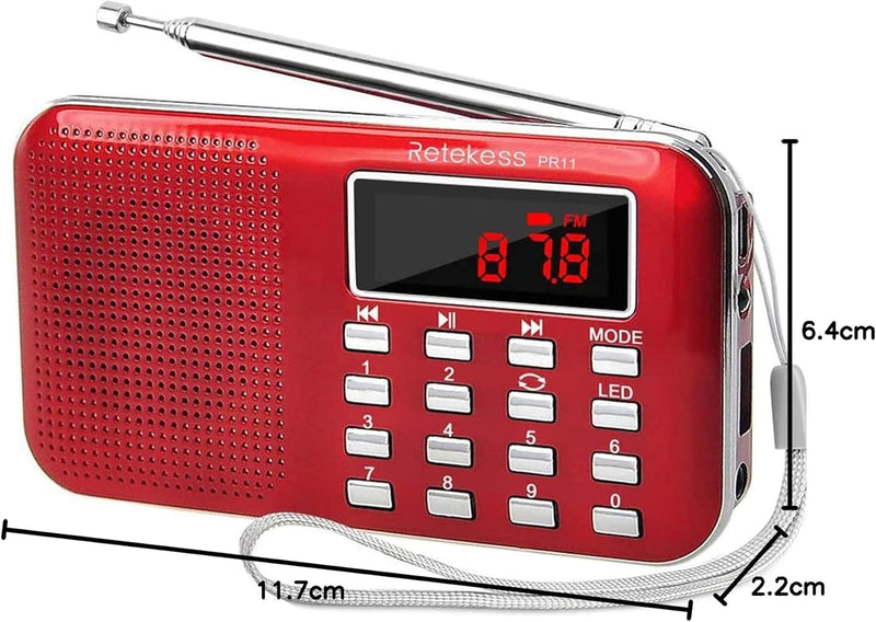 Retekess PR11 Tragbares Radio, FM AM Kleines Radio, Radio Batteriebetrieben, MP3 Player, Taschenlamp