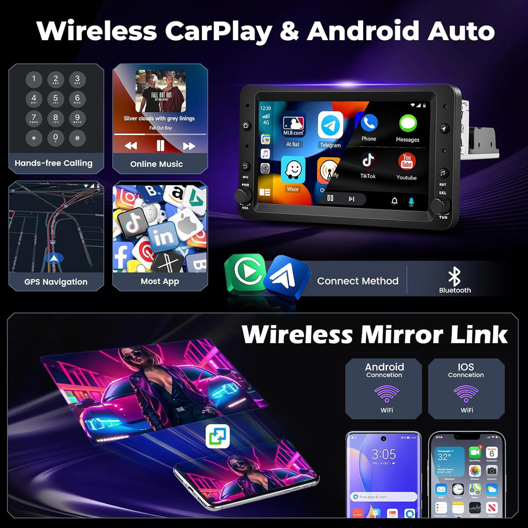 Hikity 4+64GB Autoradio Android 15 für Alfa Romeo 159 2004-2011 mit 7-Zoll-Touchscreen,Radio Auto mi