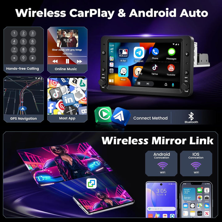 Hikity 4+64GB Autoradio Android 15 für Alfa Romeo 159 2004-2011 mit 7-Zoll-Touchscreen,Radio Auto mi