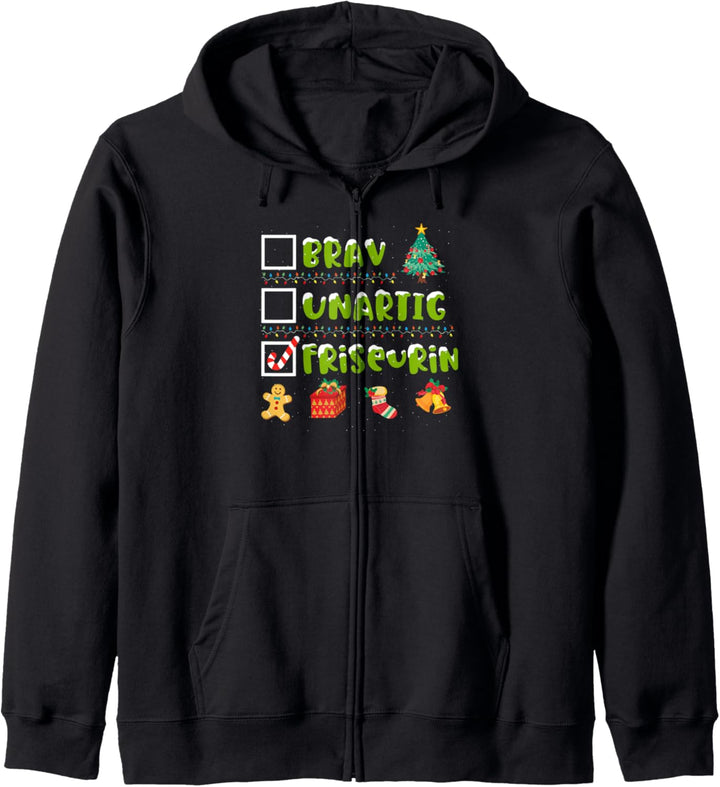 Lustiges Brav, Unartig, Friseurin Weihnachten Geschenk Kapuzenjacke