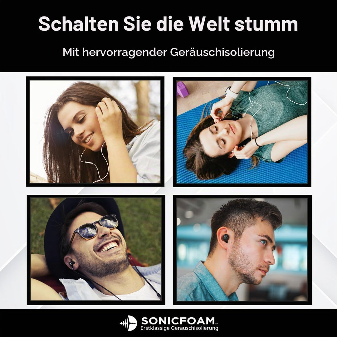 SONICFOAM Memory-Schaum-Ohrhörer-Aufsätze – Prämie Geräuschisolierung, Ersatz-Ohrhöreraufsätze aus S