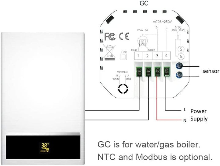 T-Storm TS-B08KS7RKYW Smart Wi-Fi Heizung-sauberer Kontakt thermostat, Schwarz