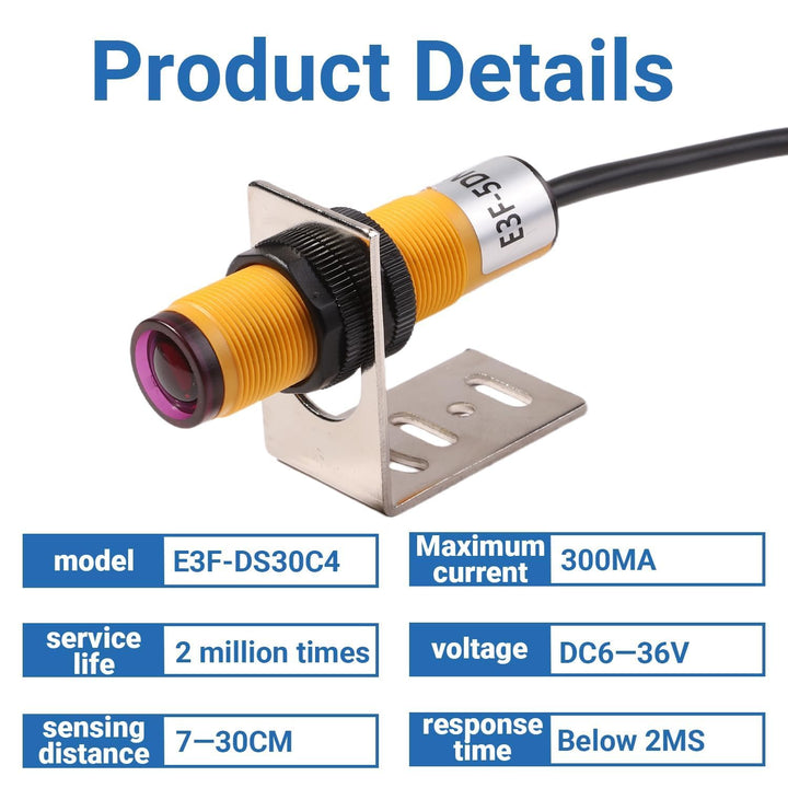 E3F-5DN1-5L kapazitiver sensor, 2 Stück 5m Infrarot Photoelektrischer Sensorschalter Fotoelektrische