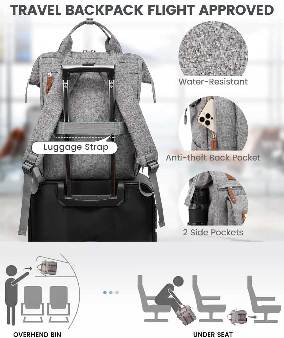 LOVEVOOK Rucksack Damen, Laptop Schulrucksack Mädchen Teenager 15,6 Zoll Tagesrucksack, Wasserdicht