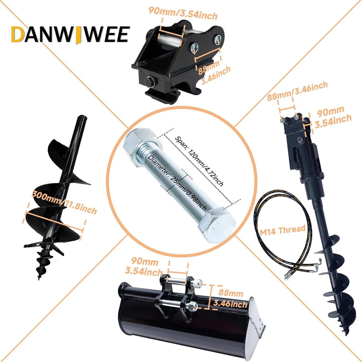 Minibagger Anbaugeräte Set 8-in-1 für 25mm Bolzen Schnellwechsler | 8-in-1 Löffelpaket aus Mangansta