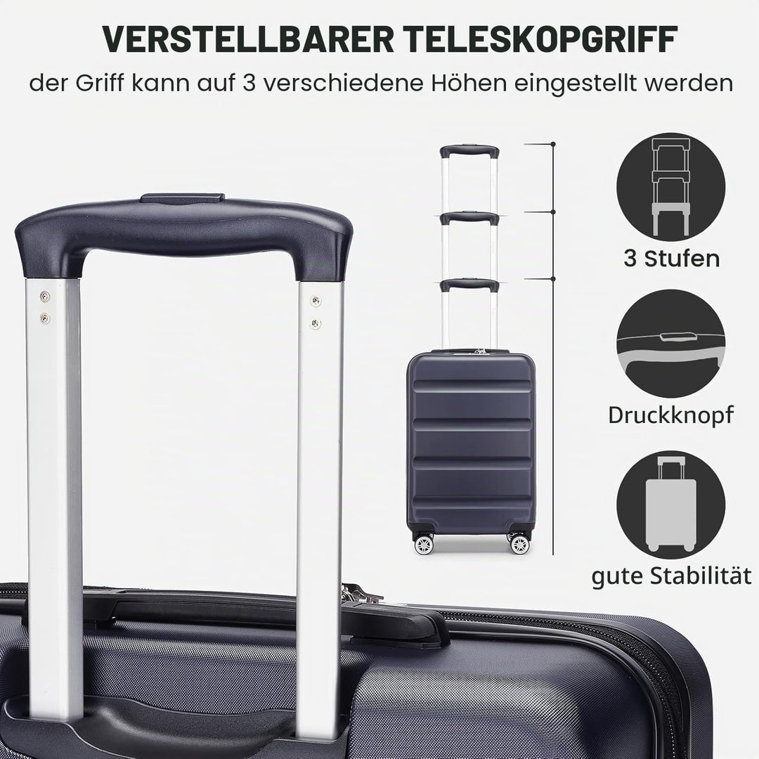 KONO Koffer Trolley Kofferset 3 Teilig Erweiterbarer Leichte Hartschalenkoffer aus ABS+PC Reisekoffe