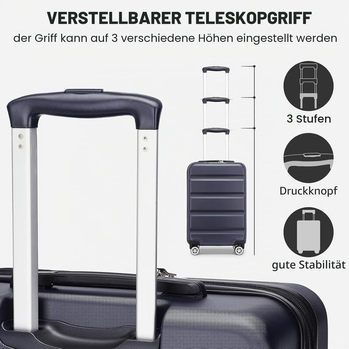 KONO Koffer Trolley Kofferset 3 Teilig Erweiterbarer Leichte Hartschalenkoffer aus ABS+PC Reisekoffe