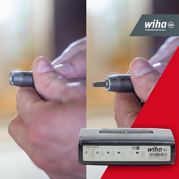 Wiha Bit Set Collector Standard 25 mm gemischt 62-tlg. 1/4", Universal Bitsatz mit magnetischem Schn