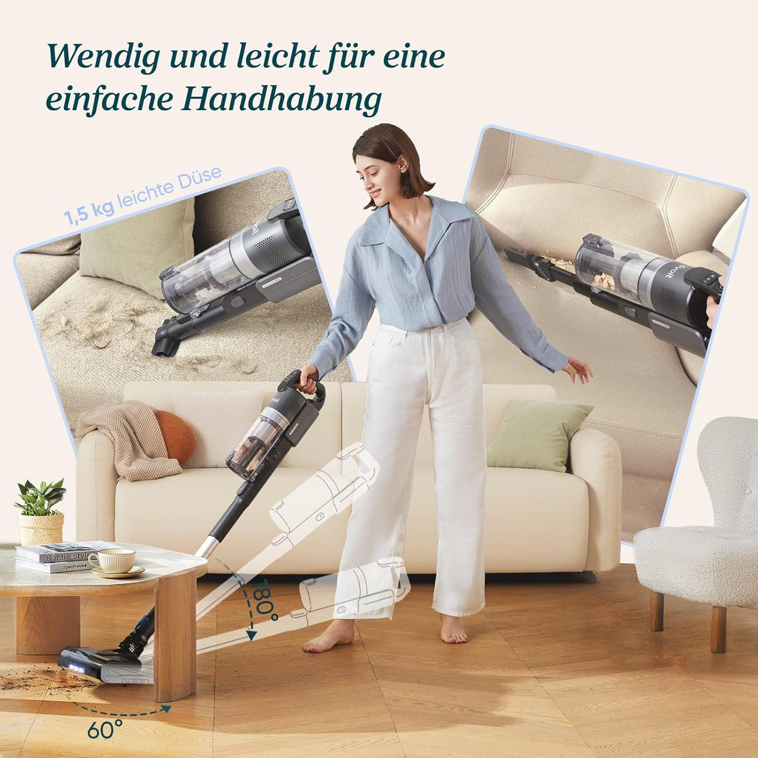 Levoit Akku Staubsauger - 70 Min Laufzeit - 99,99 Prozent HEPA Filtrationseffizienz - Mini Motorbürs