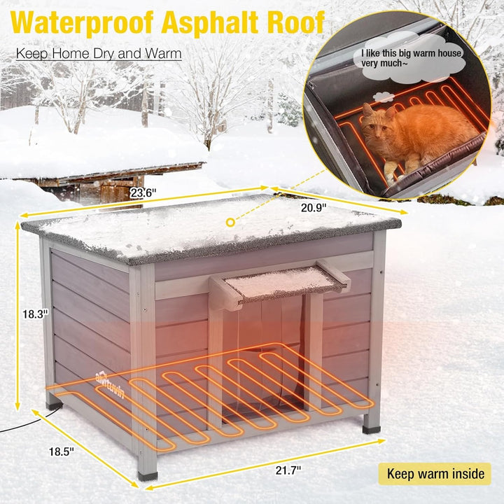 atzenhaus Hundehaus Katzenhöhle mit Terrasse und Treppe für drinnen und draussen (S-1 (Heated Liner)