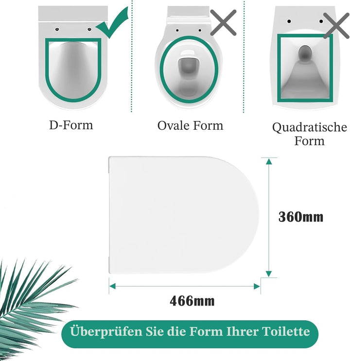 STOREMIC Toilettendeckel, WC Sitz mit Absenkautomatik, Klodeckel D-Form mit Quick Release Funktion f