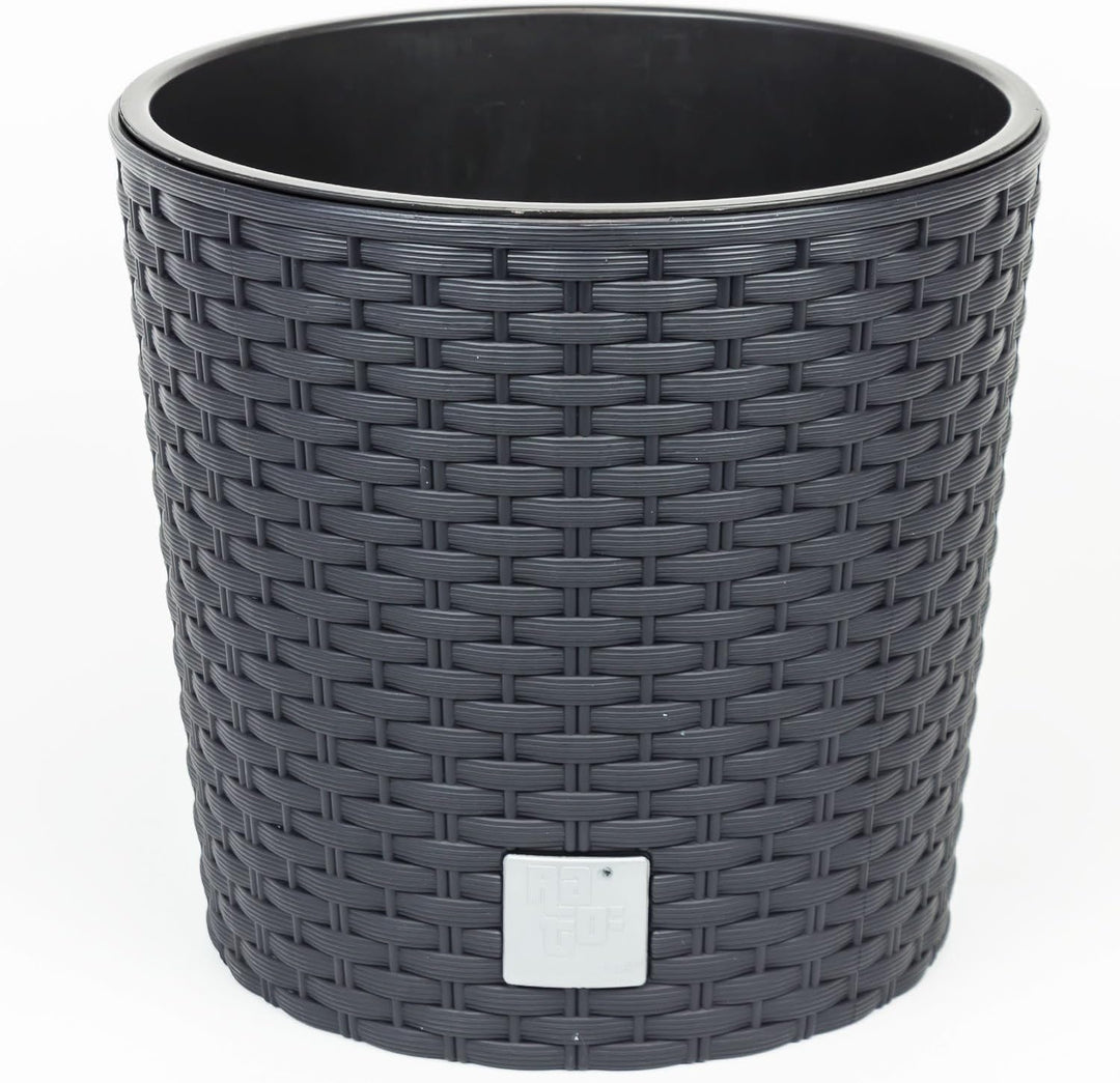 Prosperplast Pflanzkübel inkl. Einsatz D 40 cm Rattan-Optik anthrazit Blumentopf Rato Serie