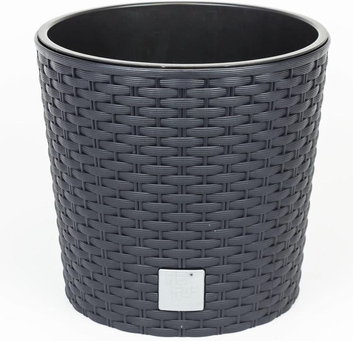 Prosperplast Pflanzkübel inkl. Einsatz D 40 cm Rattan-Optik anthrazit Blumentopf Rato Serie