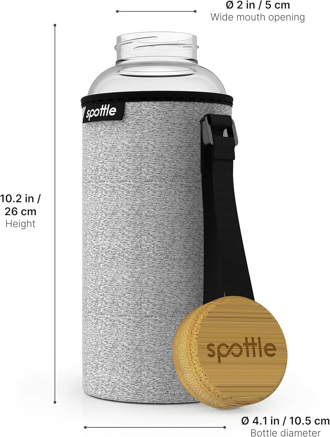 spottle Glasflasche 1,5 liter - Trinkflasche Glas 1 5 l mit Bambus-Deckel - Glass bottle - Wasserfla