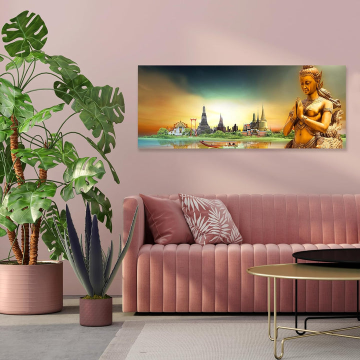 wandmotiv24 Leinwandbild Thailand-Konzept 100x40cm (BxH) Bilder auf Leinwand, Dekoration Wohnung mod