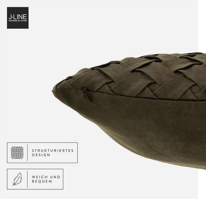 J-Line Sofakissen Gewoben, Dekokissen in grün, Elegantes und luxuriöses Zierkissen, perfekt als Deko