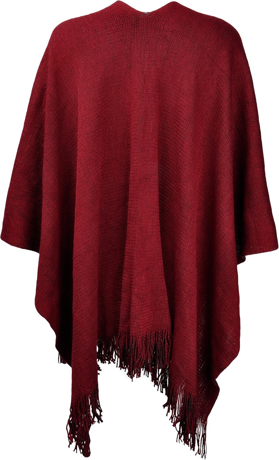 ZLYC Damen Herbst Winter Kaschmir Poncho Capes Retro Strick Cardigans mit Fransen Einheitsgrösse Rot