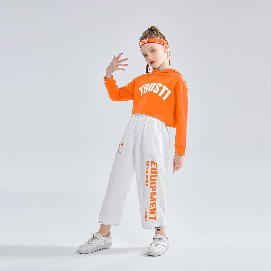 LOLANTA Mädchen Hip Hop Kleidung, Street Dance Outfit, Hoodie, Joggerhose Kinder Trainingsanzug Set