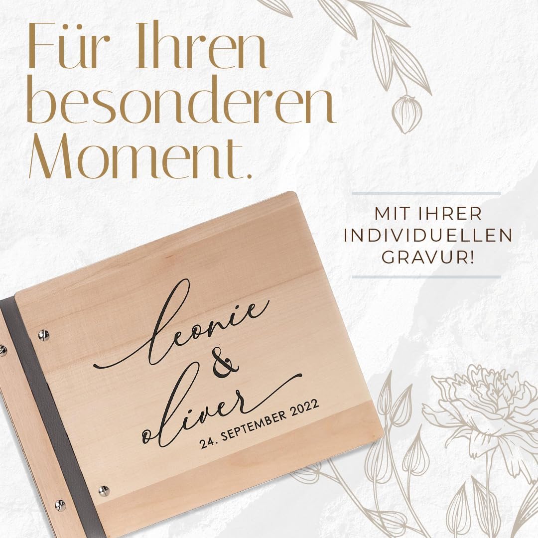 Hochzeitideal – Personalisierbares Gästebuch Hochzeit Patti E10 mit 40 Seiten I Hochzeit Gästebuch a