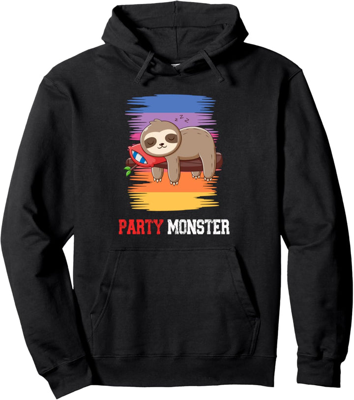 Party Monster, lustiger Spruch, Faultier Pullover Hoodie