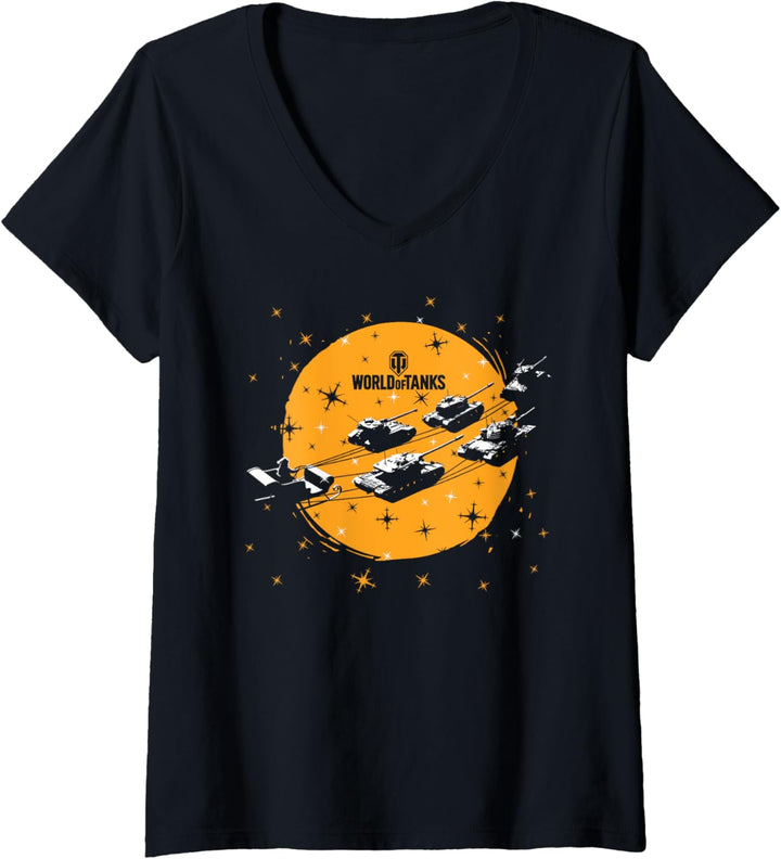 World of Tanks Weihnachtsmann & Tankdeer T-Shirt mit V-Ausschnitt
