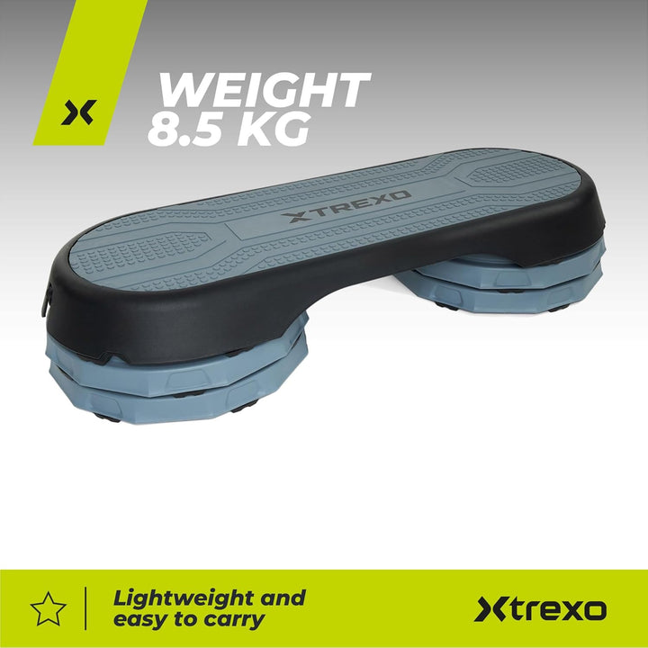 TREXO Aerobic Step 107x 42 cm Für Cardio- und Fitnesstraining Höhenverstellbar 10-15-20 cm Langlebig