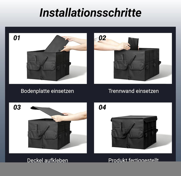Kofferraum Organizer mit Deckel, Kofferraumtasche Faltbar & Rutschfest, Auto Aufbewahrungsbox Stabil