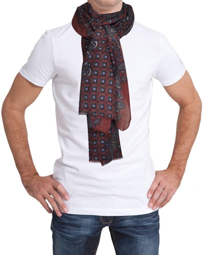 LES POULETTES -Schal 100% Wolle Rot Kashmir designs und Quadratische