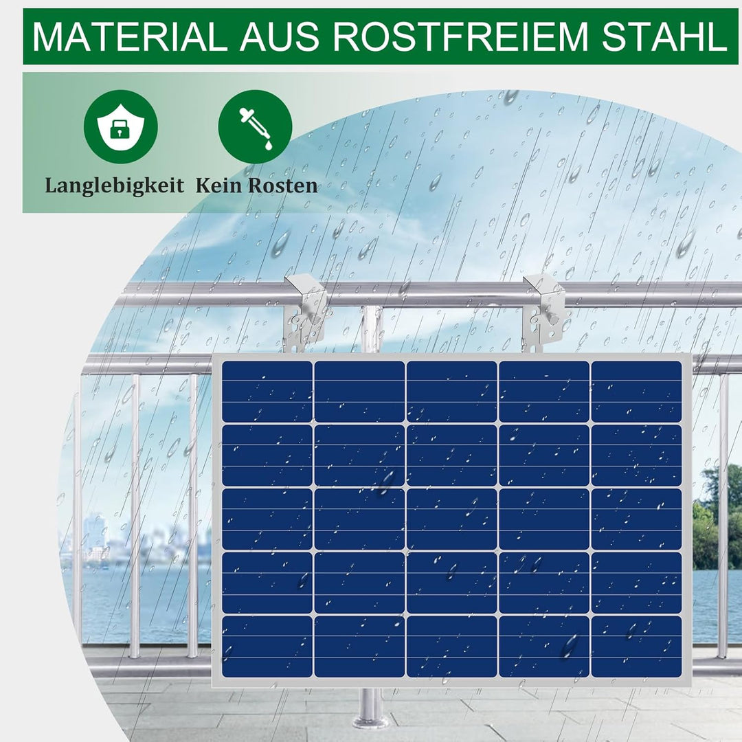 4PCS Solar Halterung Haken für Balkon - Eckig Photovoltaik Halterung für Solarmodule, Balkongelände,