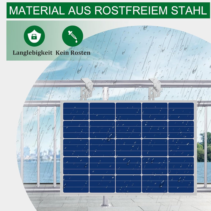 4PCS Solar Halterung Haken für Balkon - Eckig Photovoltaik Halterung für Solarmodule, Balkongelände,