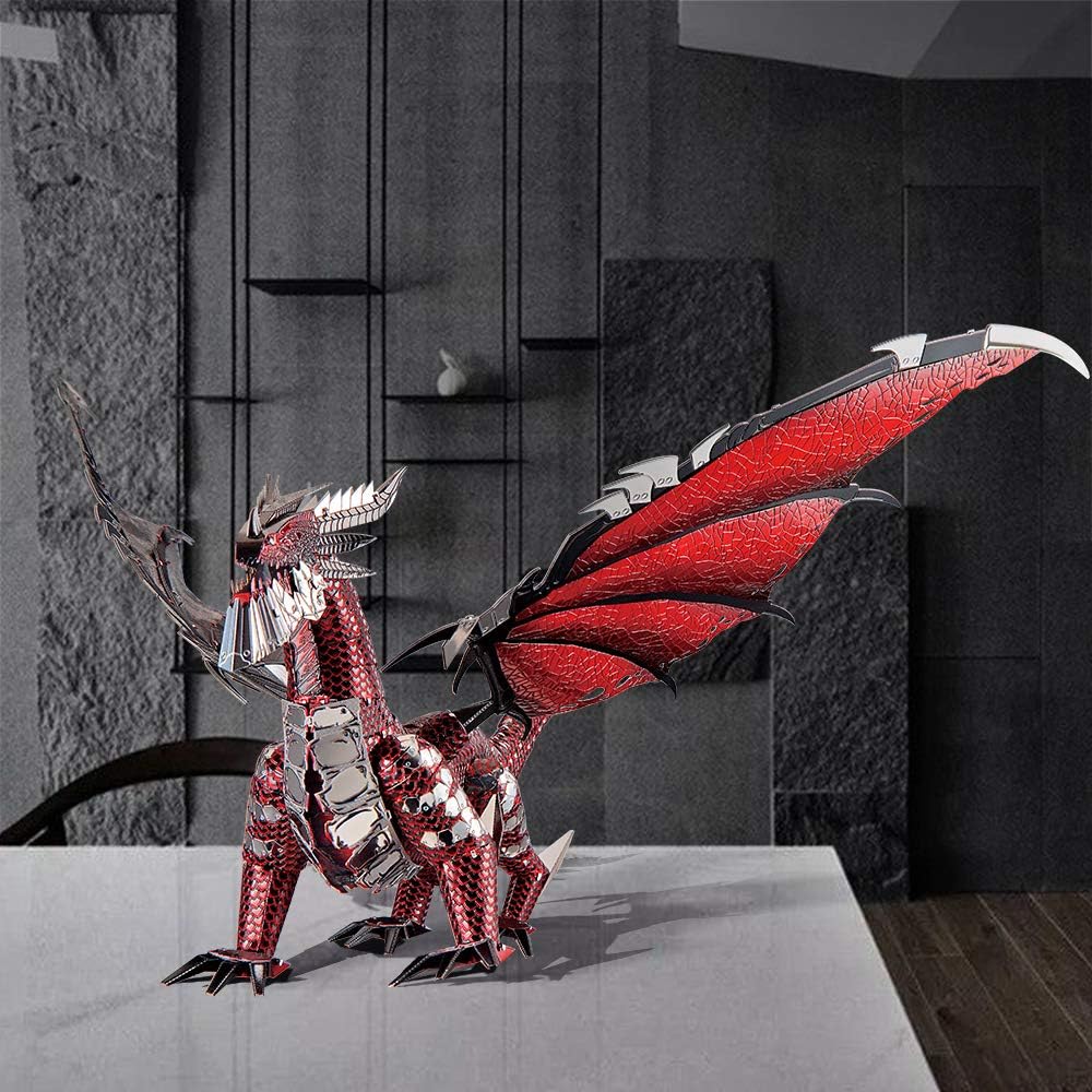 Piececool 3D-Metallmodellbausätze, schwarzer Drachenkönig, Bastel-3D-Puzzles für Erwachsene, Denkspo