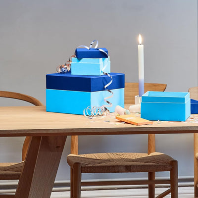 Semikolon 364834 3er Aufbewahrungsboxen Cutting Edge – 3 tlg – drei Grössen – Geschenkboxen blau mar