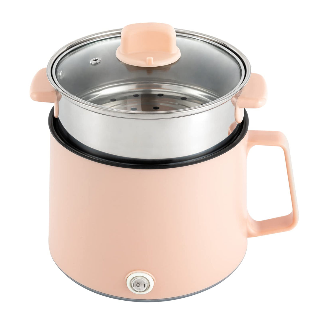 Elektrischer Fonduetopf mit Dampfkorb, 1,7 l, tragbarer Reise-Kochtopf zum Kochen von Nudelsuppe, ge